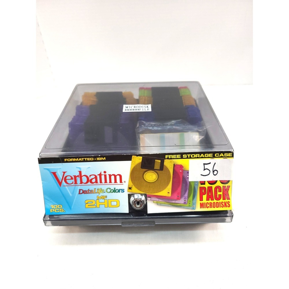Verbatim DataLife Colors MF2HD 3.5" IBM Formatted MICRODISKS 56 Pack 1.44MB New